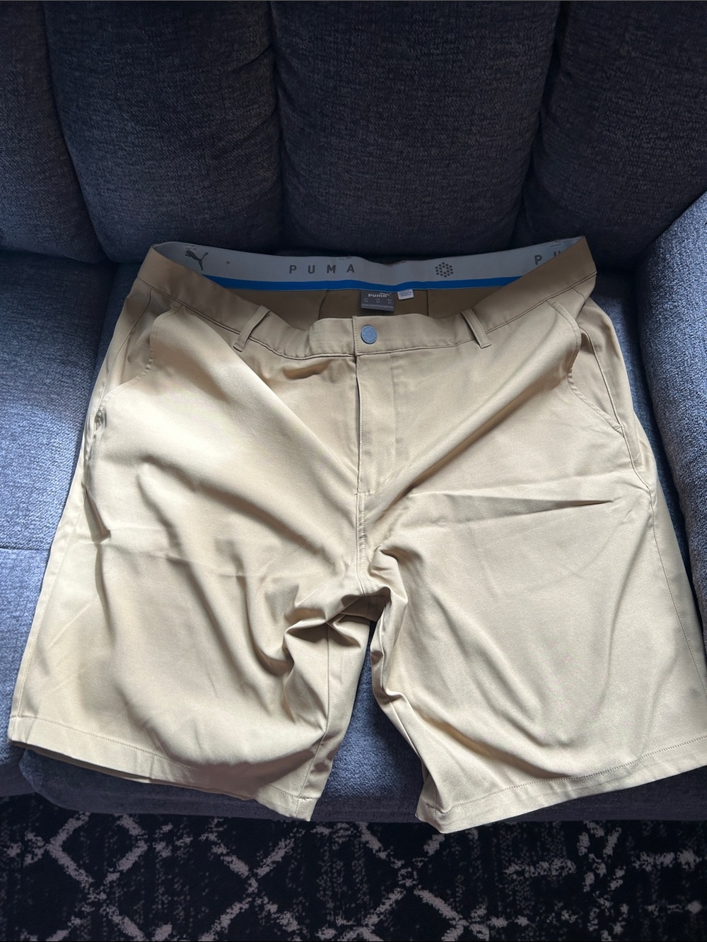 Puma Men's Khaki Flat-Front Golf Shorts